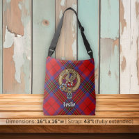 Blason du Clan Leslie sur tartan rouge
