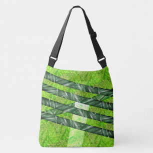 Sac Ajustable Bolsa verde amarelado com riscos e traços 'bambu'