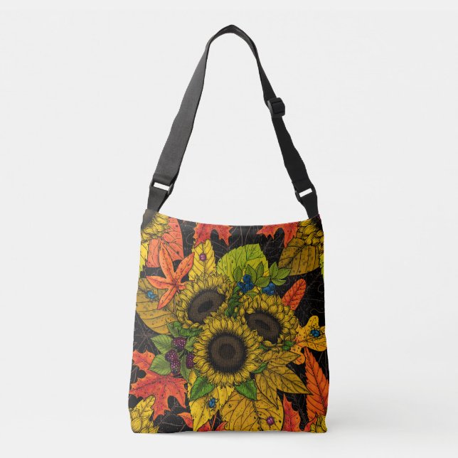 Sac Ajustable Bouquet d'automne noir (Devant)