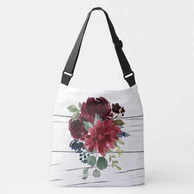 Sac Ajustable Burgundy Floral Elegant Rustique Aquarelle (Devant)