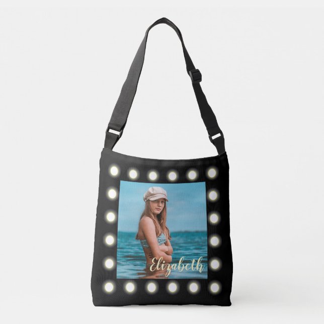 Sac Ajustable Cadre photo Carré noir moderne et élégant (Devant)