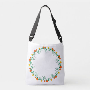 Sac Ajustable Cadre rond floral avec fleurs de rose jaune et rou