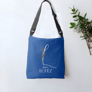 Sac Ajustable calligraphie L initiale monogramme fleur Fourre-to