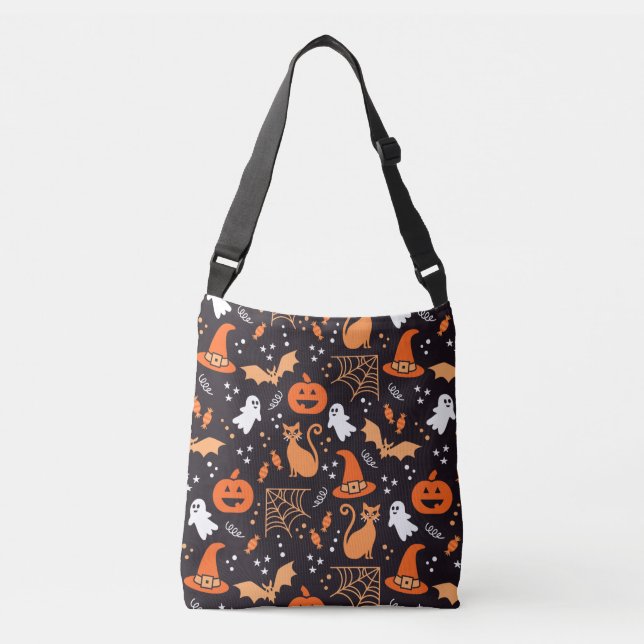 Sac Ajustable Caractères d'halloween illustrés mignons sur bg no (Devant)