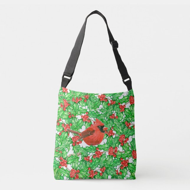 Sac Ajustable Cardinal et motif d'aquarelle de baie sainte (Devant)