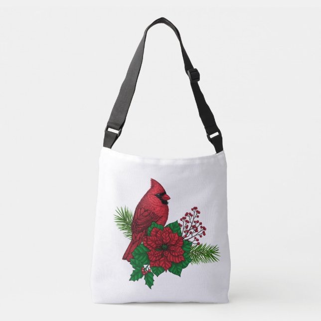 Sac Ajustable Cardinaux rouges sur décoration de Noël (Devant)