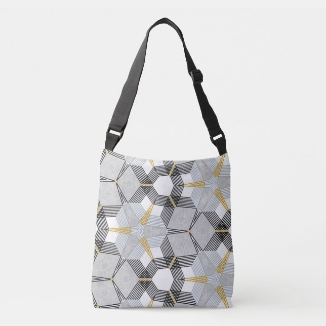 Sac Ajustable Carré hexagone coloré : kaléidoscope géométrique. (Devant)