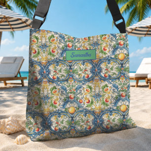 Sac Ajustable Carreaux bleus de citrus méditerranéen sicilien