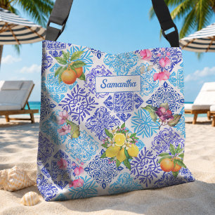 Sac Ajustable Carreaux d'azulejo méditerranéens floraux de citru