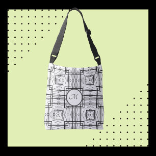 Sac Ajustable Carrés géométriques noir et blanc Épaule ou