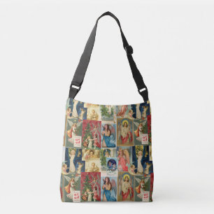 Sac Ajustable Cartes de Noël très anciennes avec collage d'anges