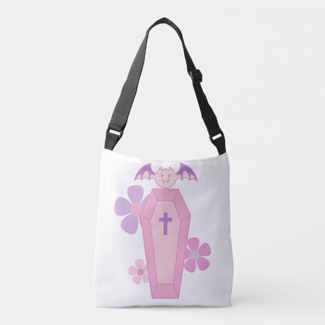 Sac Ajustable Cercueil et chauve-souris rose floral (Devant)