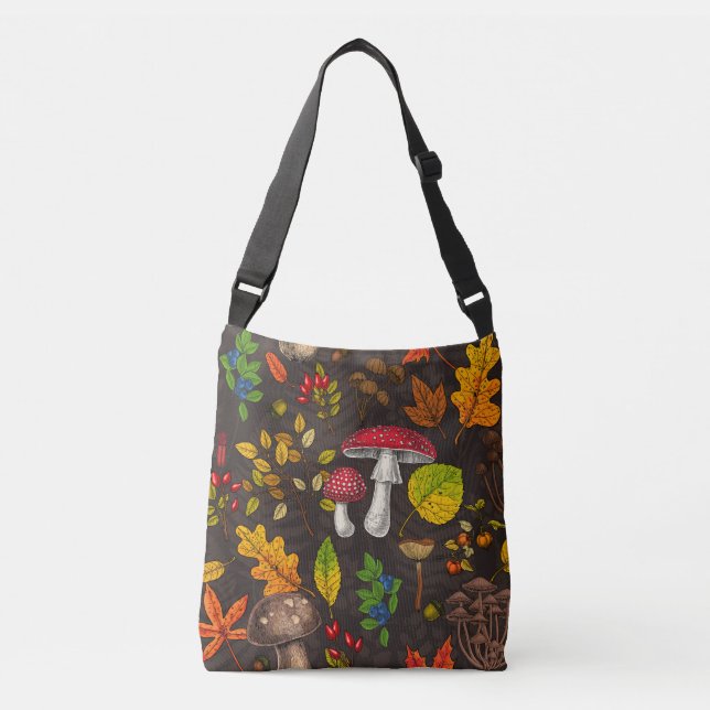 Sac Ajustable Champignons d'automne, feuilles, noix et baies sur (Devant)