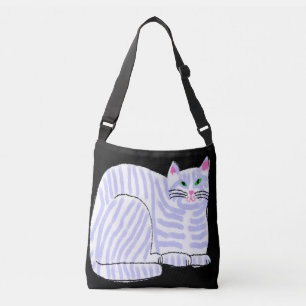 Sac Ajustable Chat à rayures violettes Art Abstrait