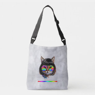 Sac Ajustable Chat dans une perruque + Lunettes de soleil (Peint