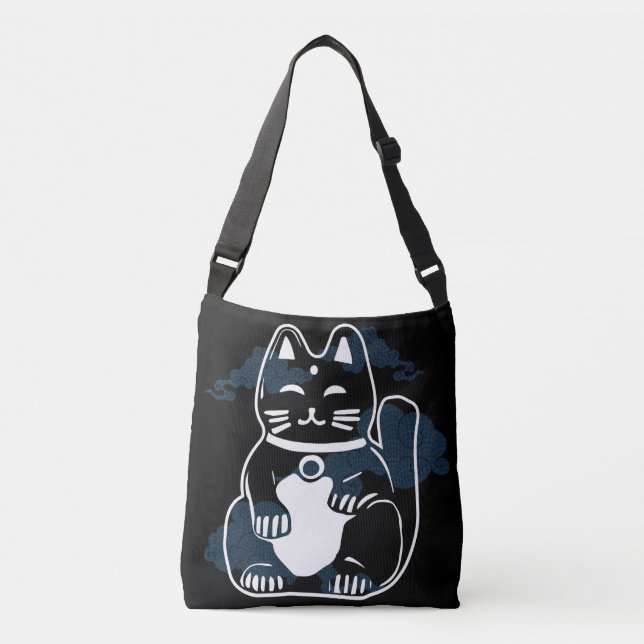 Sac Ajustable Chat de bonne chance japonais avec nuages (Devant)