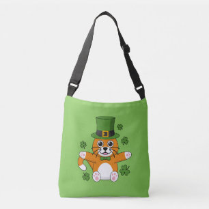 Sac Ajustable Chat de la Saint Patrick avec dessin Shamrock