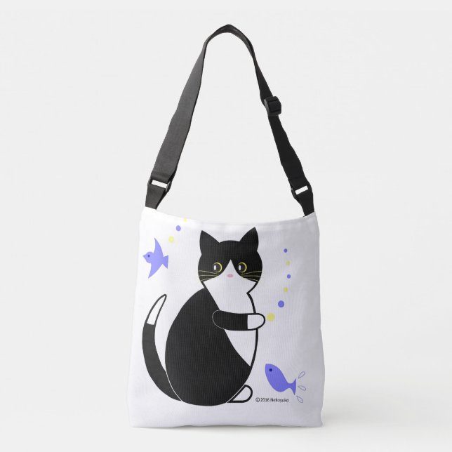 Sac Ajustable Chat noir et blanc, Chat Tuxedo (Devant)