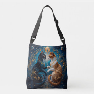 Sac Ajustable Chats célestes dans l'art cosmique avec or et bleu