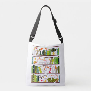 Sac Ajustable Chats Sur La Librairie, Chat Et Livre Cadeau Lover