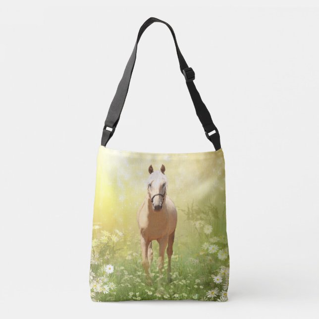 Sac Ajustable Cheval de palomino dans les marguerites (Dos)