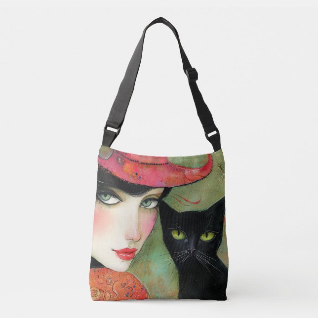 Sac Ajustable Chic femme et chat noir (Devant)