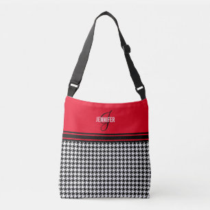 Sac Ajustable Chic Houndstooth nom rouge monogramme