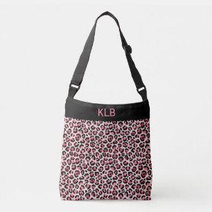 Sac Ajustable Chic Monogrammed Empreinte de léopard rose et noir