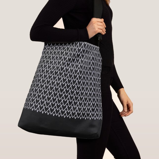 Sac Ajustable Chic Motif moderne blanc noir (De près)