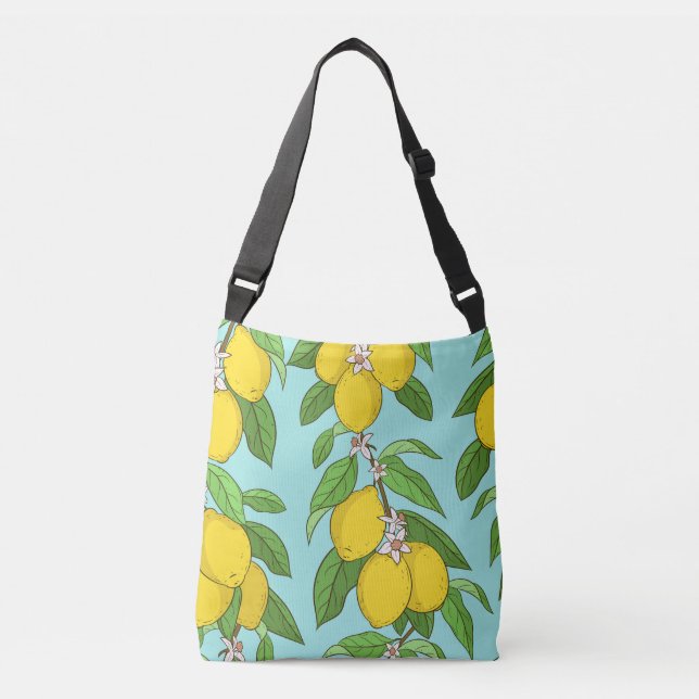 Sac Ajustable Citrons, Arrière - plan Bleu Vibrant sans couture. (Devant)