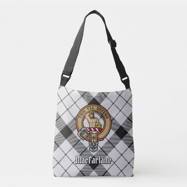 Sac Ajustable Clan MacFarlane Crest sur tarte noir et blanc (Devant)
