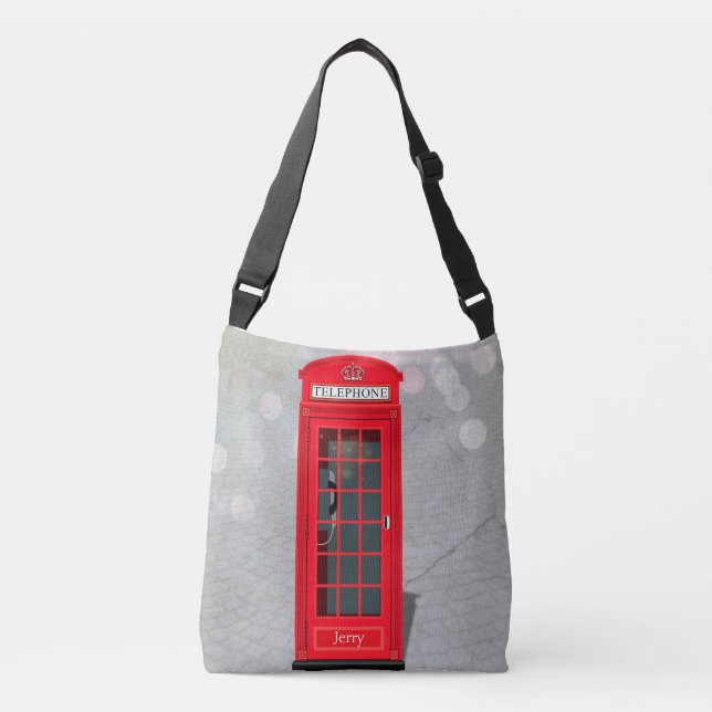 Sac Ajustable Classic London Red Phone Booth with Name  (Devant)