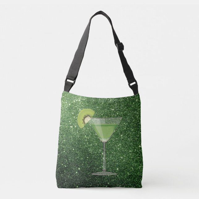 Sac Ajustable Cocktail vert avec Parties scintillant Kiwi Faux (Devant)