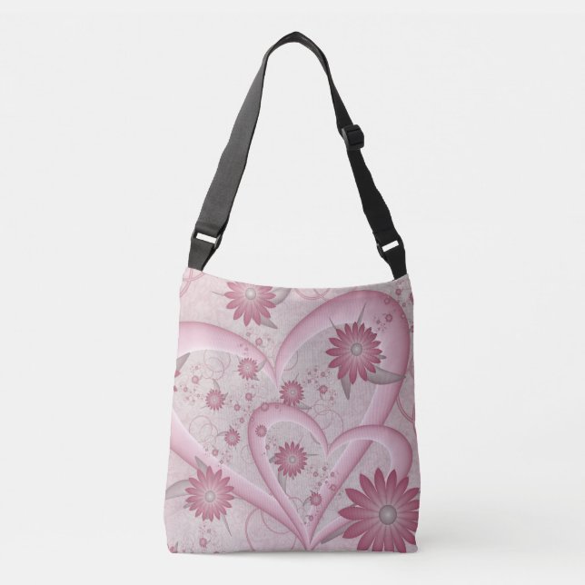 Sac Ajustable Coeurs et fleurs Abstraits roses Aimer l'art fract (Devant)