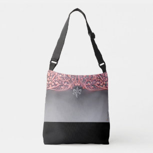 Sac Ajustable Coeurs roses avec Fleur argenté di lis