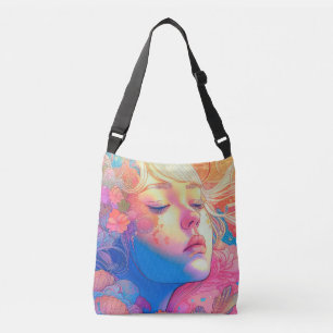 Sac Ajustable Colorée Fille Mignonne Entourée de Fleurs  