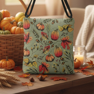 Sac Ajustable Colorée Moisson D'Automne Sage Vert Main Tirée