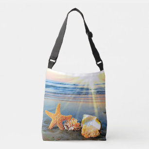 Sac Ajustable Coquillages marins et étoiles de mer sur la plage
