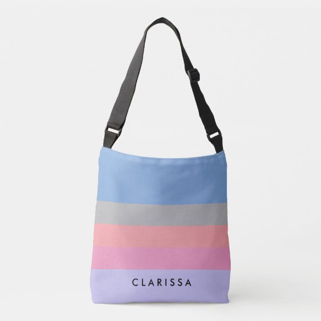Sac Ajustable corail rose pastel gris bleu pourpre bloc de coule (Devant)