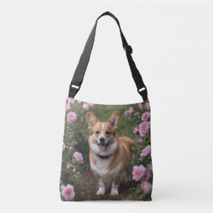 Sac Ajustable Corgi Dans Les Roses Rose,