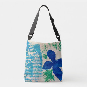 Sac Ajustable Corps croisé à fleurs bleues Fourre-tout