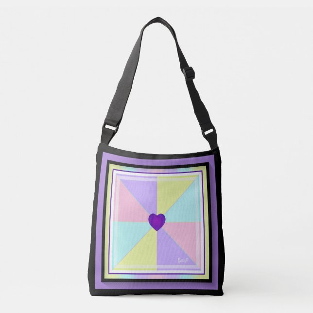 Sac Ajustable Couleurs pastel & coeurs violets battre (Devant)