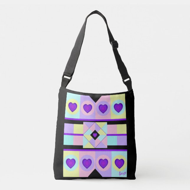 Sac Ajustable Couleurs pastel & coeurs violets battre (Devant)