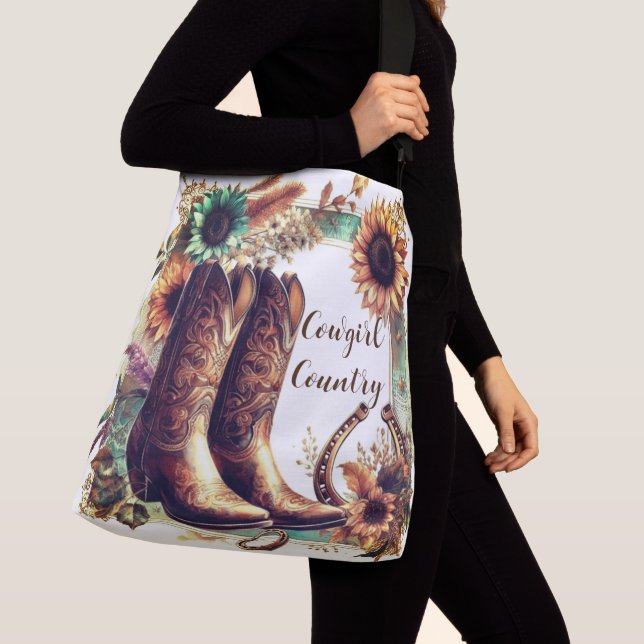 Sac Ajustable Cowgirl Russe tournesol occidental et Bottes (De près)