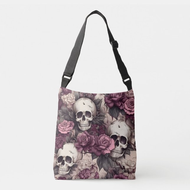 Sac Ajustable Crânes gothiques Chute Florales Sombre Halloween (Devant)