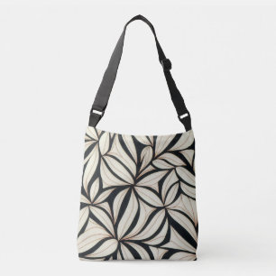 Sac Ajustable Crossbody floral noir et crème Fourre-tout