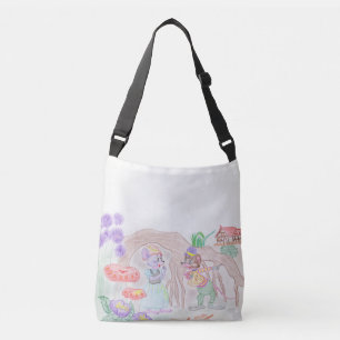 Sac Ajustable Custom Kids Artwork, deux mignonnes souris, fleurs