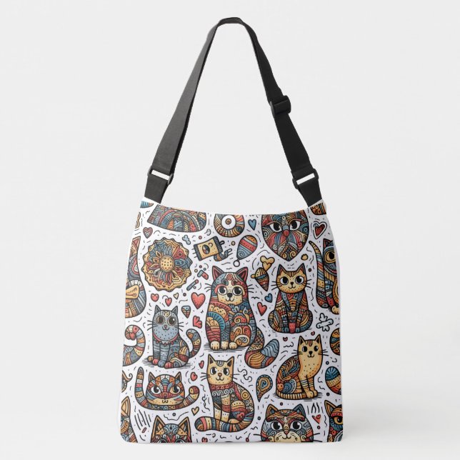 Sac Ajustable Cute Cats Doodé Cross Body Bag (Devant)