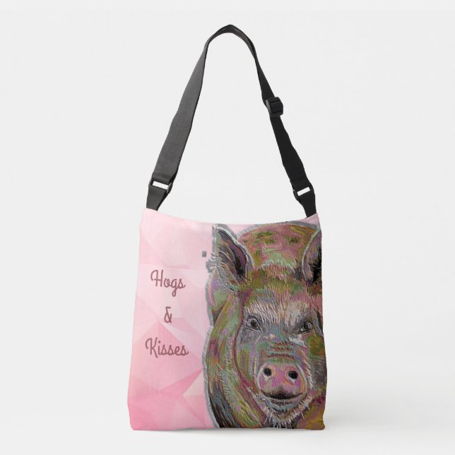 Sac Ajustable Cute rose Chien et Baisers Dessin Pastel (Devant)