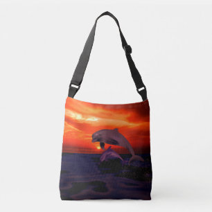 Sac Ajustable Dauphins de saut nautique Coucher de soleil orange